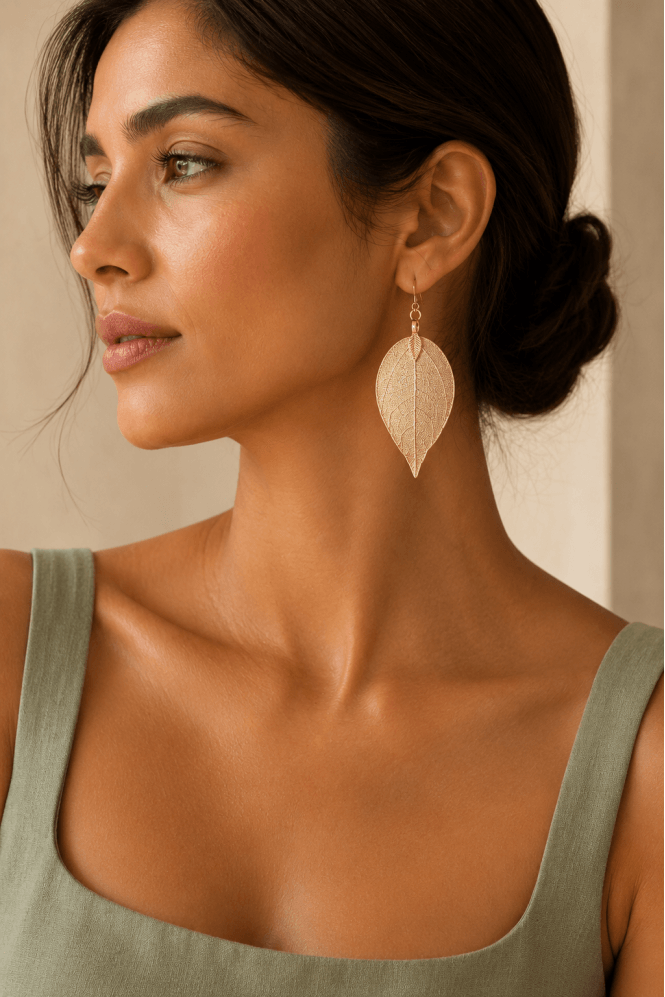 Majique London Luxe Leaf Dangle Earring