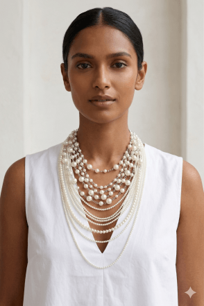 Luxe Multi Strand Pearl Cascade Necklace