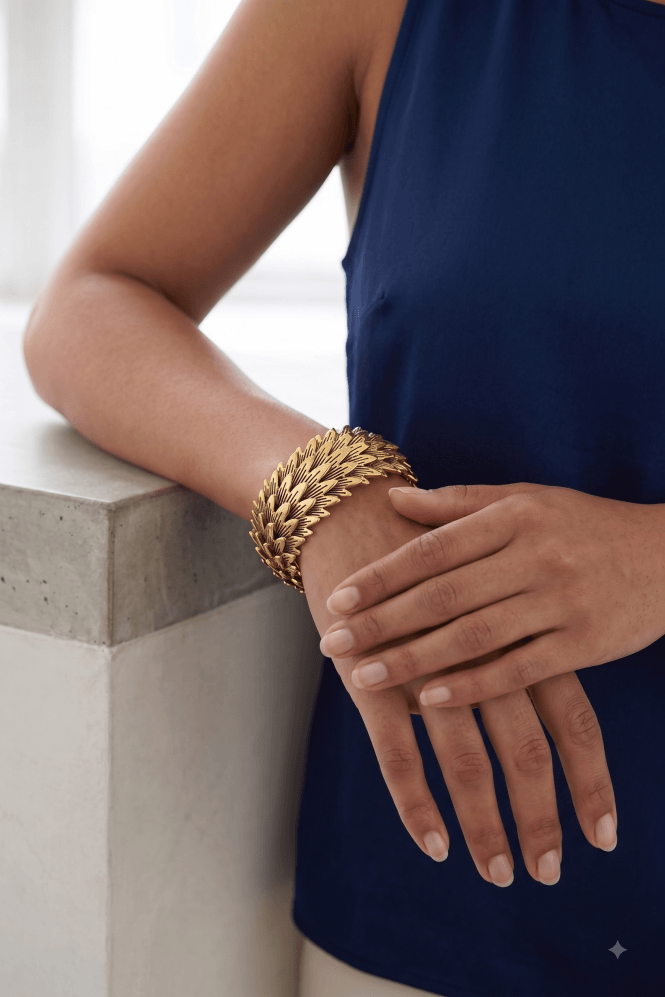 Majique London Luxe Overlap Leaf Bracelet