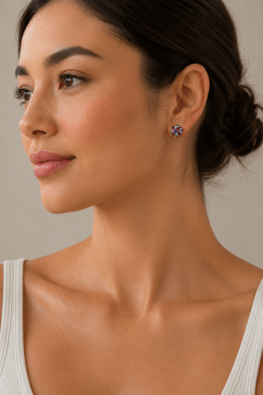 Luxe Radiance Crystal Ball Union Jack Stud Earring