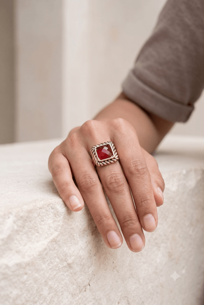 Majique London Luxe Square Gem Ring
