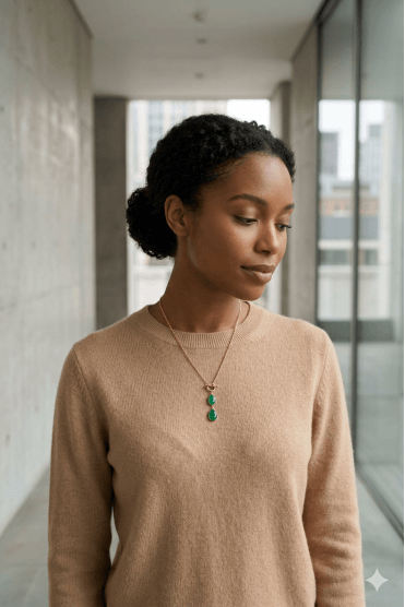 Luxe T-Bar Gold Necklace with Epoxy Teardrop