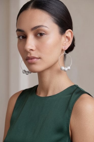 Luxe Three Ball Hoop Earring