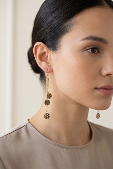Luxe Triple Chain Disc Drop Earring