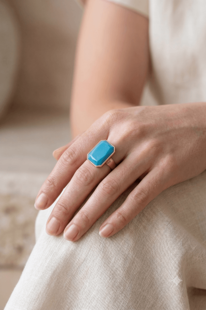 Majique London Luxe Turquoise Bar Ring