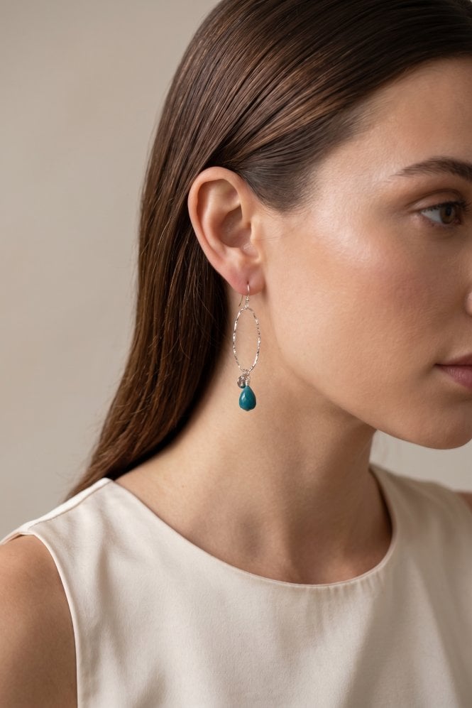 Majique London Luxe Turquoise Disc Dangle Earring