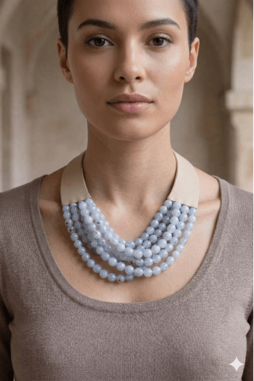 Magnetic Leather and Acrylic Bead Statement Necklace