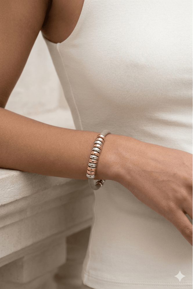 Majique London Magnetic Multi Hoop Leather Bracelet