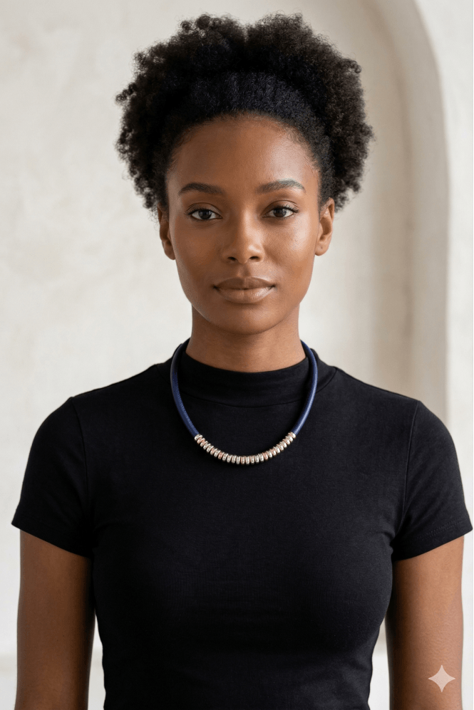 Majique London Magnetic Multi Hoop Leather Necklace