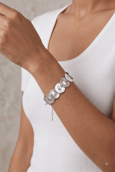 Matte Silver Disc Bracelet