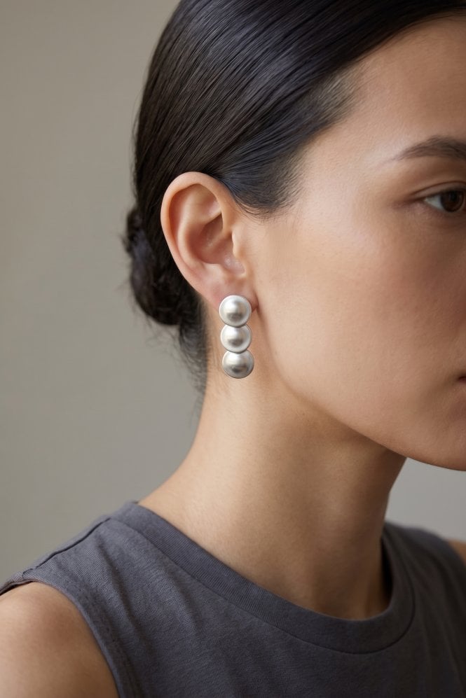 Majique London Matte Silver Disc Earring
