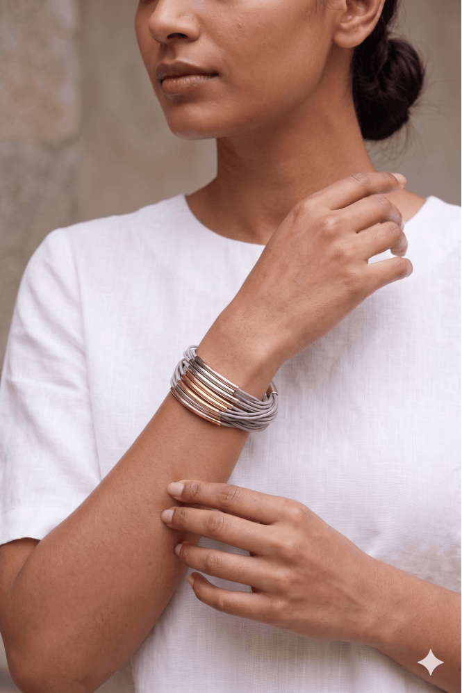 Majique London Metal Bar Multi Cord Bracelet