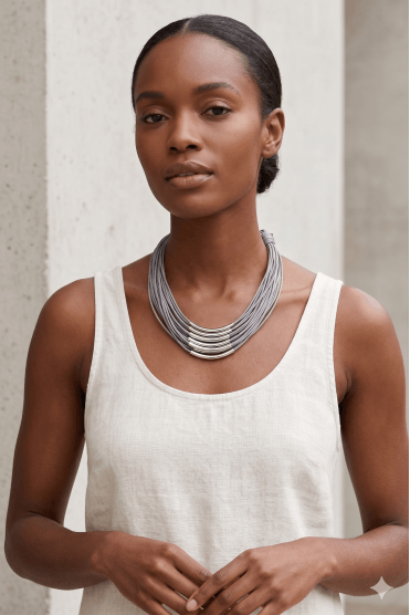 Metal Bar Multi Cord Necklace