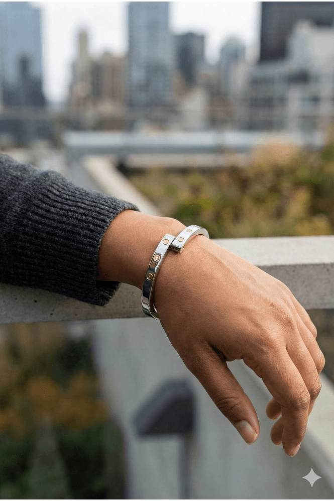 Majique London Metallic Twist Hinged Bangle