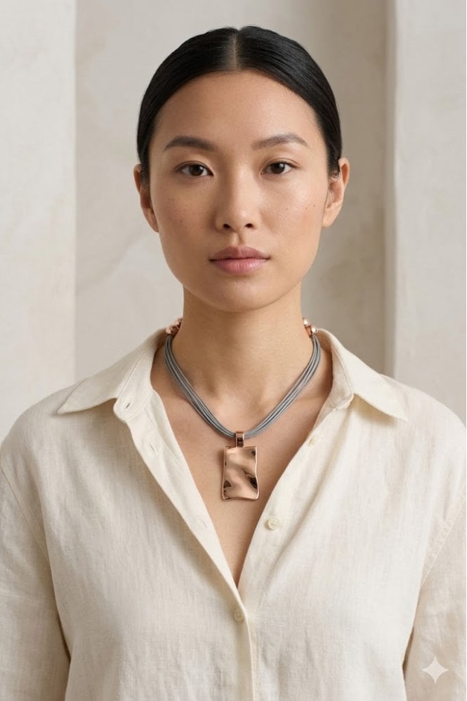 Majique London Metro Edge Rectangle Necklace