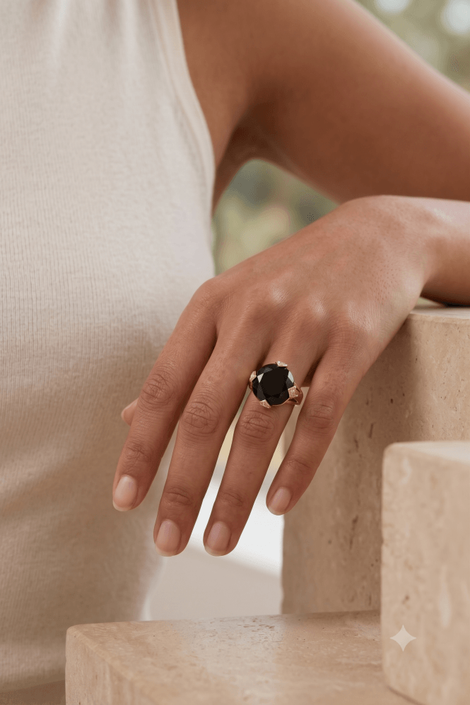 Majique London Midnight Aura Gold Ring