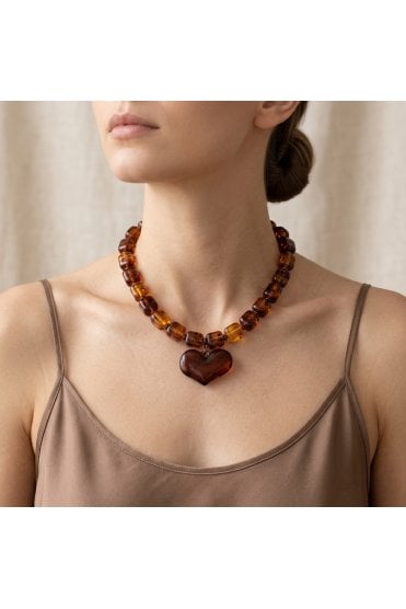 Midnight Ember Heart Statement Necklace