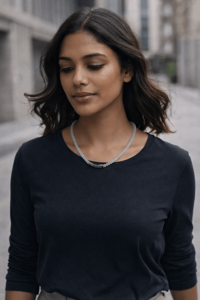 Majique London Milky Green Radiance Faceted Necklace