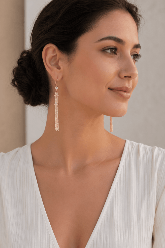 Majique London Mixed Metal Crystal Chain Fish Hook Earrings