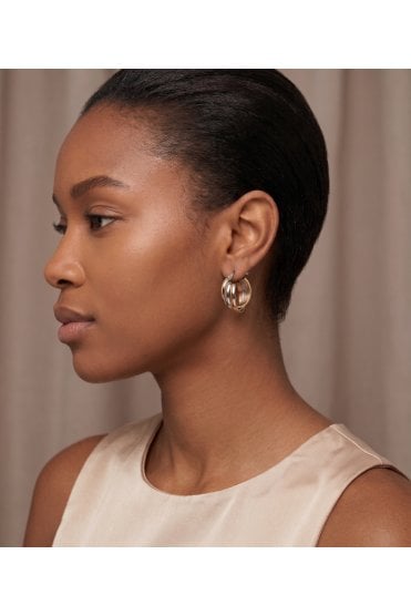 Mixed Metal Hinged Hoop Earrings