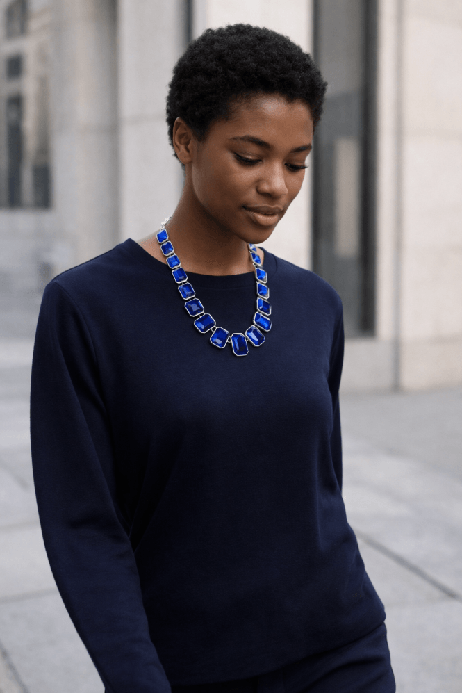 Majique London Modern Edge Necklace Adorned With Captivating Geometric Stones