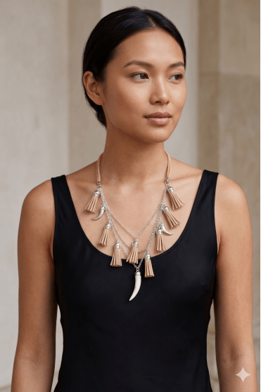 Multi Horn Suede Necklace