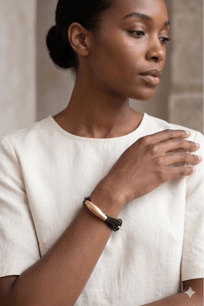 Majique London Multi Row Cord Bracelet With Brushed Bar