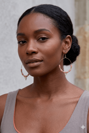 Multi Tone Beaded Triangle Earring