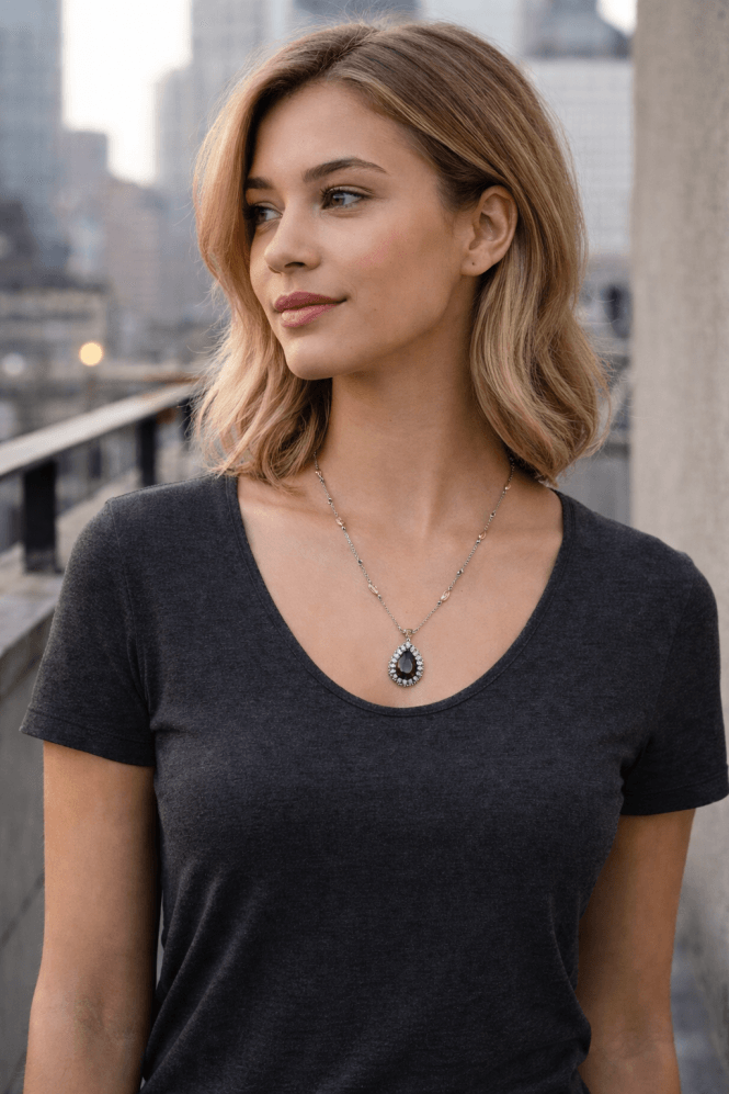 Majique London Mystique Fusion Hematite Cascade Necklace with Olivine & Smoke Topaz Sparkle Gems