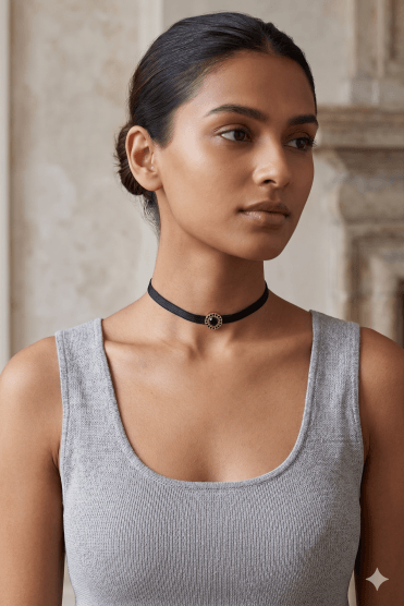Noir Crystal Circle Choker