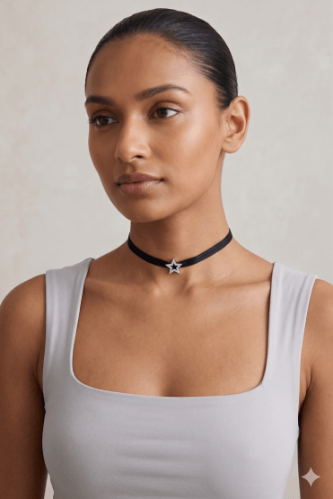 Noir Silver Circle Choker