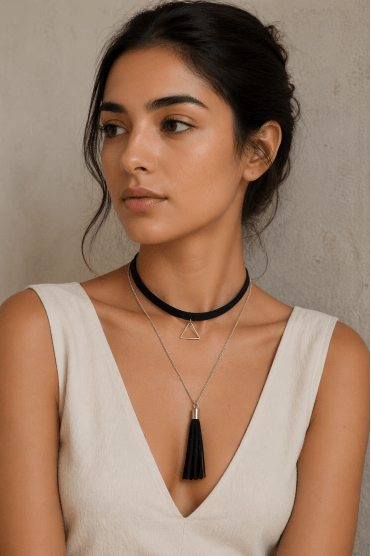 Noir Suede Tassel Choker
