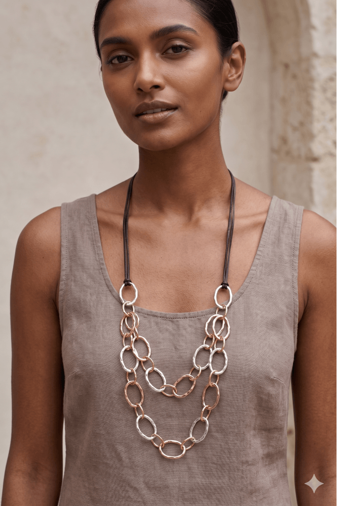 Majique London Nova Suede Trio Loop Necklace