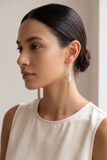 Ocean Leaf Tassel Earring