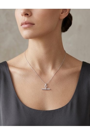 Pave T-Bar Box Chain Necklace