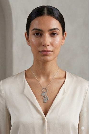 Peace & Love Rhodium Chain Necklace