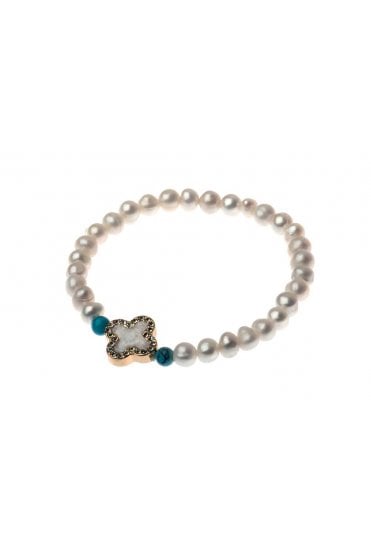 Pearl Charm Clover Bracelet