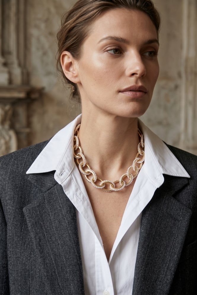 Majique London Pearl Fusion Link Necklace