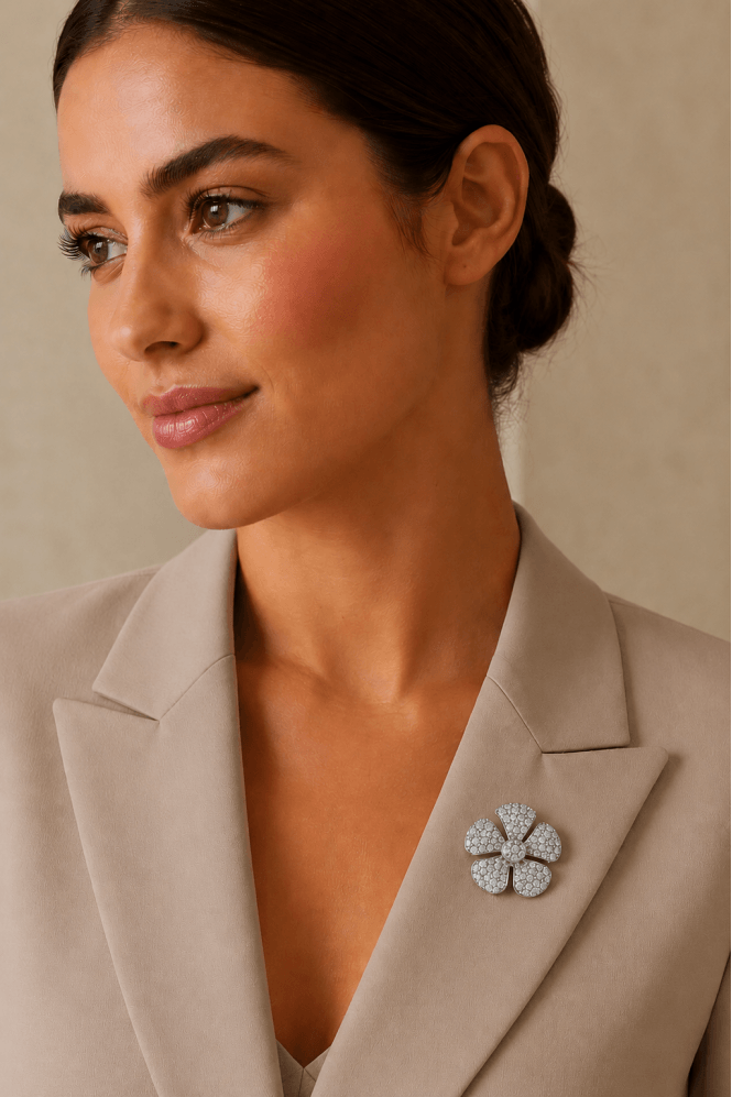 Majique London Radiant Blossom Diamante Brooch