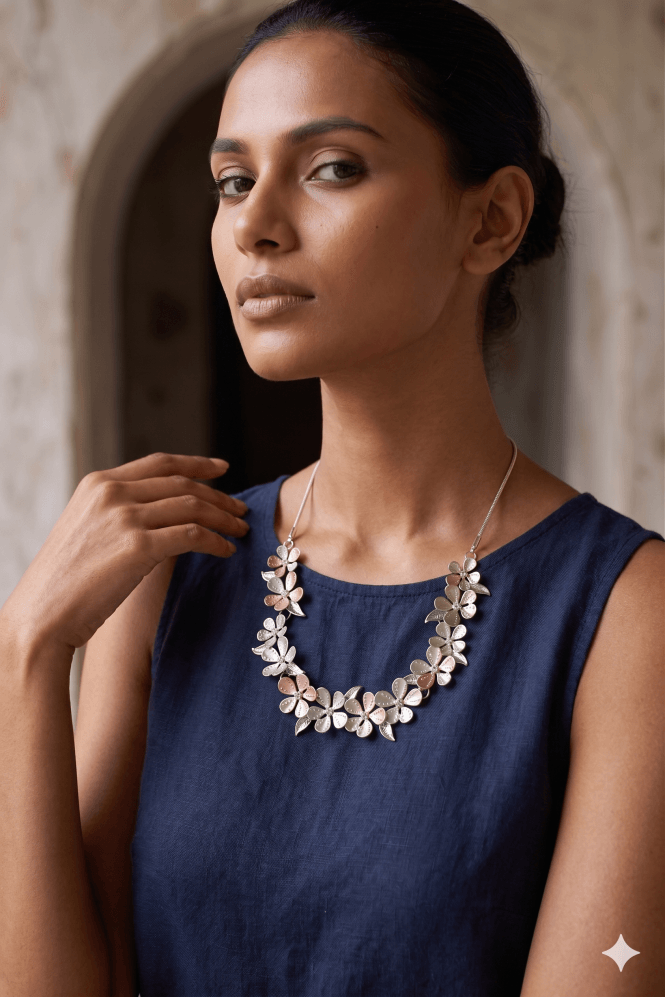 Majique London Radiant Blossom Serpent Chain Necklace