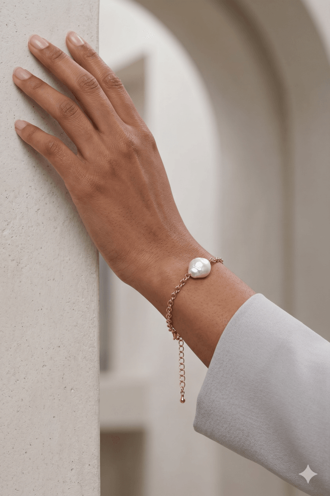 Majique London Radiant Gold & Pearl Statement Bracelet