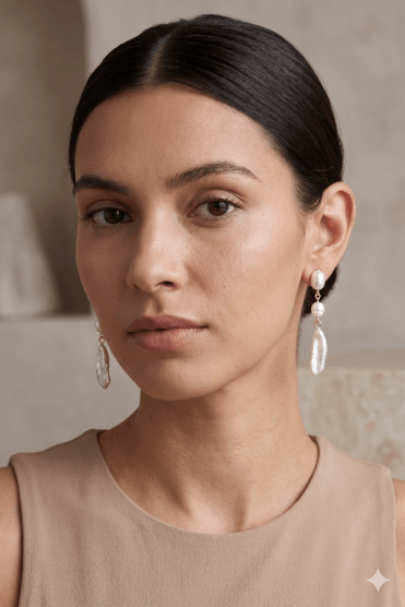 Radiant Pearl Dangle 14K Gold Luxe Earring