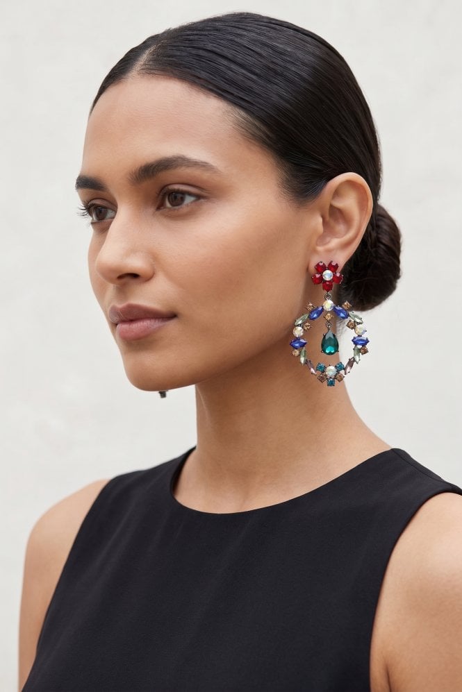 Majique London Radiant Round Gem Drop Earring