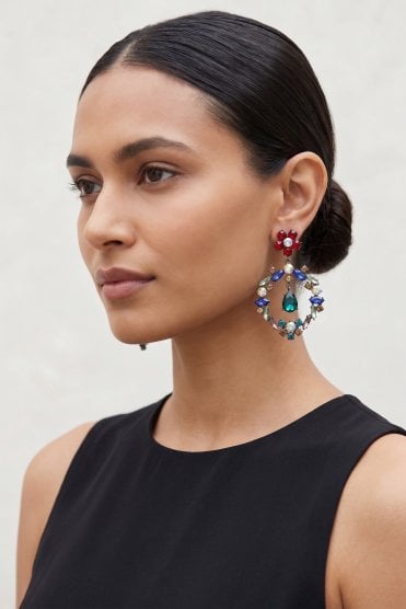 Radiant Round Gem Drop Earring