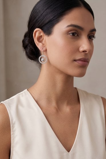 Radiant Silver Cast Glass Stone Earring
