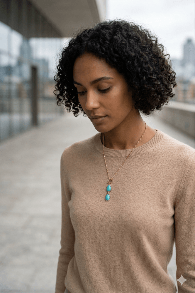 Majique London Radiant T-Bar Gold Chain Necklace with Crystal Teardrop