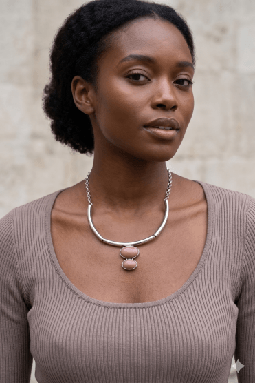 Raw Pink Oval Link Necklace