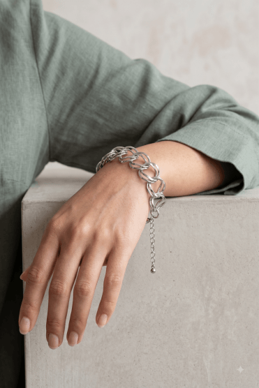 Rhodium Chunky Link Bracelet