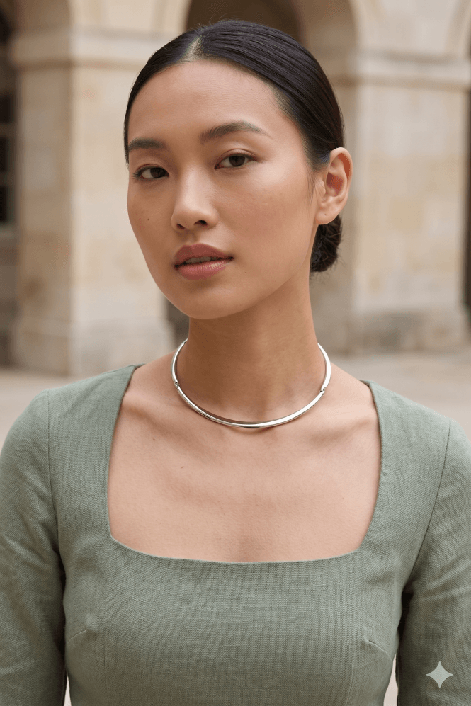 Majique London Rhodium Edge Choker
