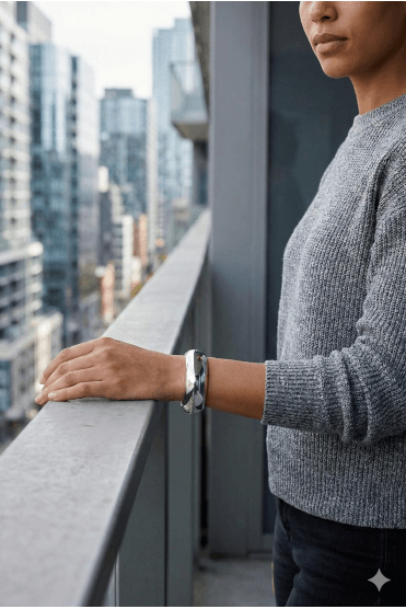 Rhodium Luxe Wide Hinged Bangle